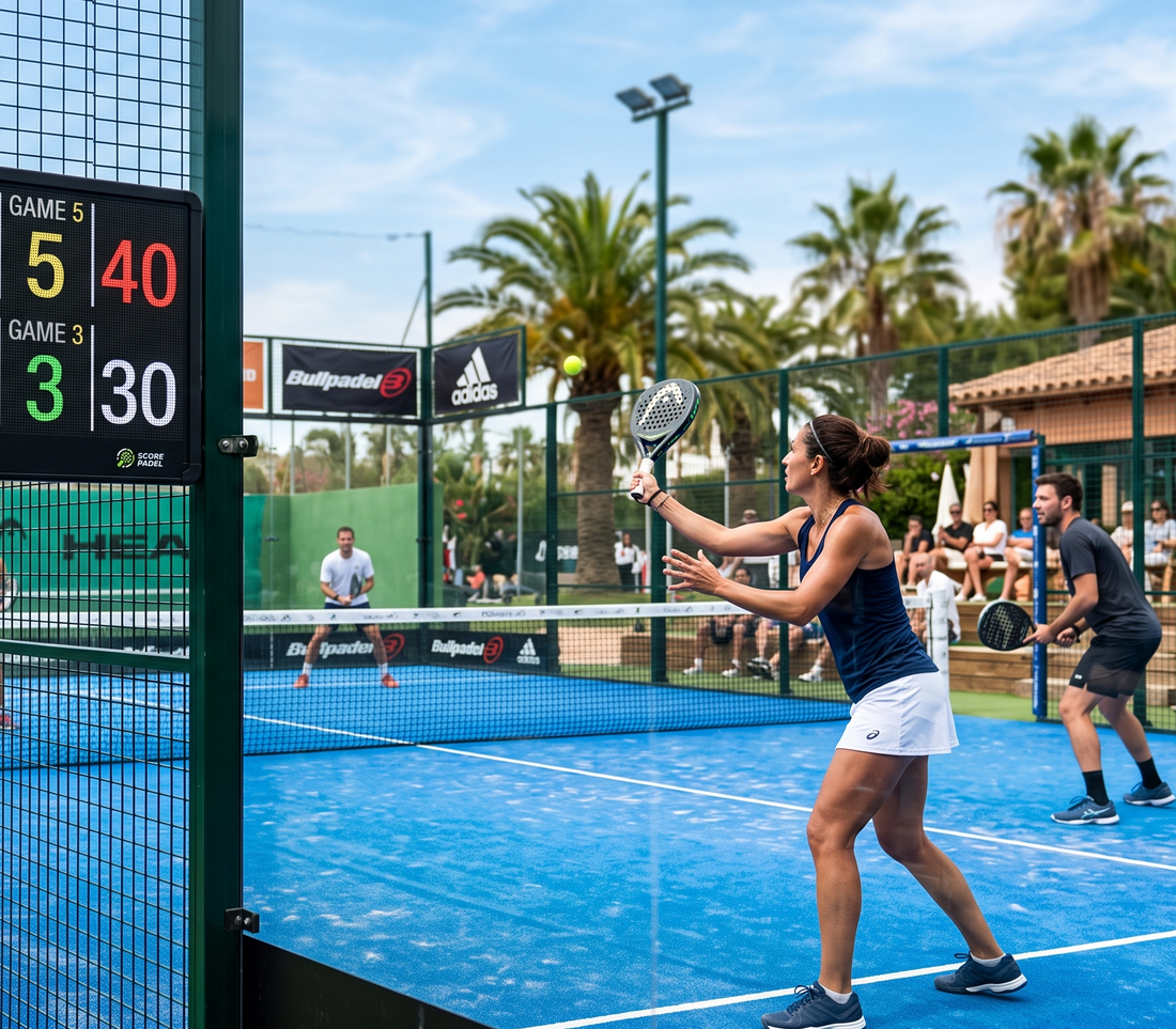 players playing padel with padel score